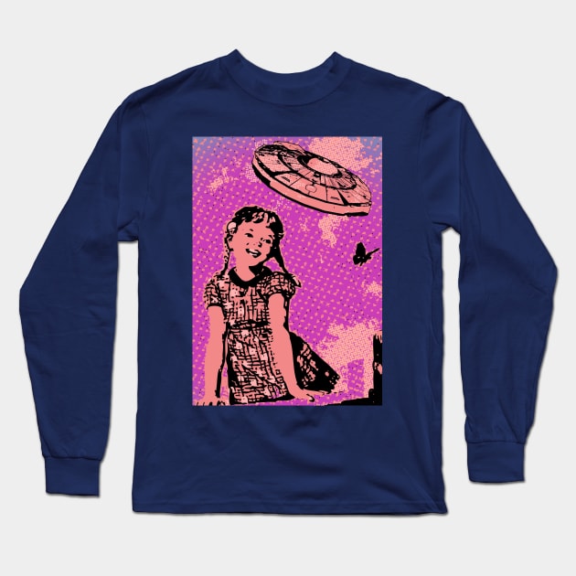 Pink Vintage UFO Long Sleeve T-Shirt by miskel